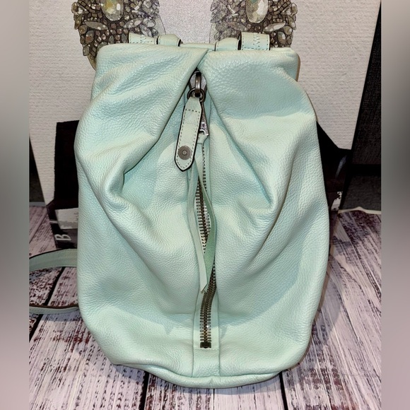 Aimee Kestenberg Tamitha Aquamarine Mint Green Leather Backpack - Picture 1 of 7
